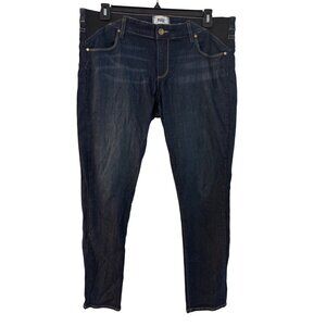 Paige Skyline Skinny Mid-Rise Jeans Womens Size 32 Dark Wash Blue Cotton Blend